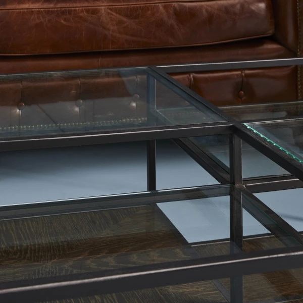 Table Basse Rectangulaire Jules Métal Verre Chêne – Image 6