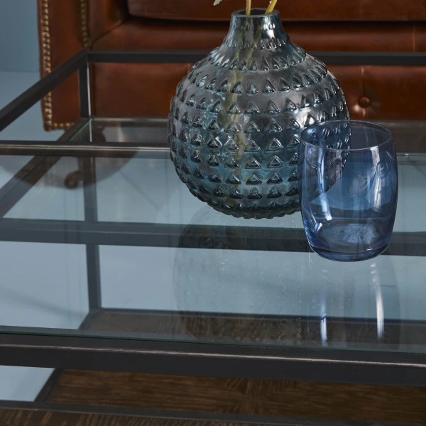 Table Basse Rectangulaire Jules Métal Verre Chêne – Image 5