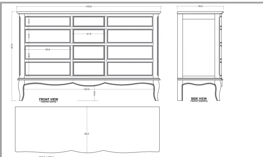 Commode 9 Tiroirs Maddy Beige – Image 3