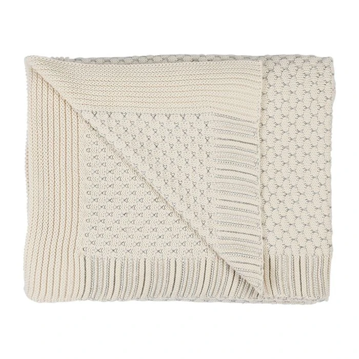 Plaid Ombelio Ecru Argent Coton 150x125 – Image 2
