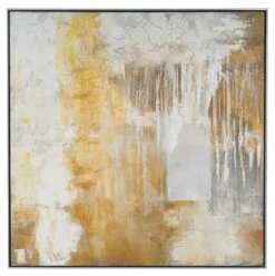 Tableau Cadre Safran Blanc D'Ivoire 100x100