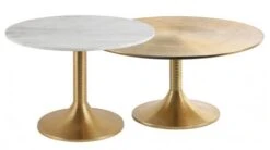 Set De 2 Tables Basses Charlotte Marbre Blanc D'Ivoire