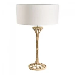 Lampe Salome Pied + Abat-Jour Lin Ecru Blanc D'Ivoire