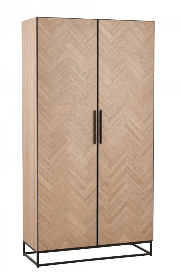 Armoire 2 Portes Zig Zag Naturel Noir – Image 2