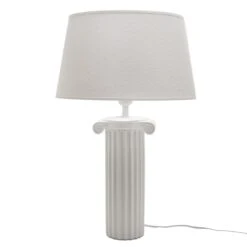 Lampe Athènes Porcelaine Lin Blanc