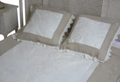 Housse D'Edredon + 2 Taies Reine Lin/Blanc Coquecigrues 180x180