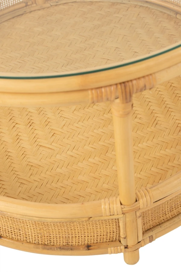 Table Basse Jovelyne Rotin Naturel-Verre – Image 5