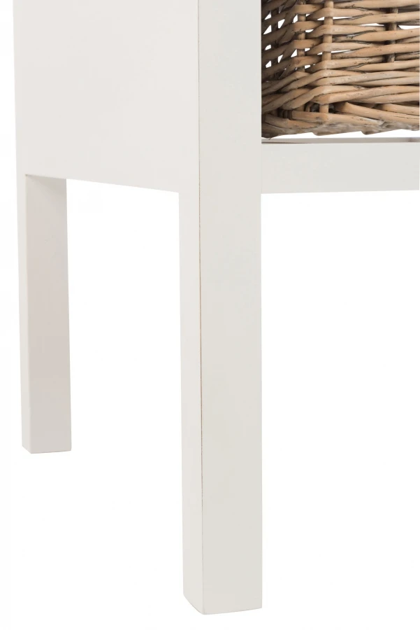 Table De Chevet Bois Blanc Panier Osier Jolipa – Image 7