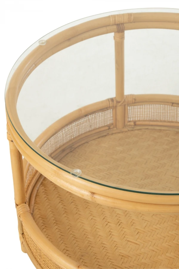 Table Basse Jovelyne Rotin Naturel-Verre – Image 4