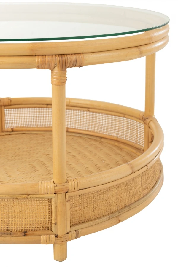Table Basse Jovelyne Rotin Naturel-Verre – Image 2