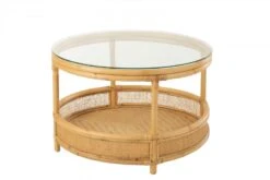Table Basse Jovelyne Rotin Naturel-Verre