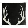 Coussin Bois De Cerf Cuir Vache Noir 45x45