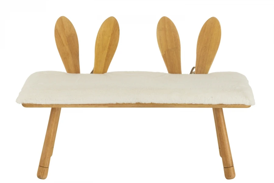 Chaise Enfant Lapin 2 Places Bois Naturel – Image 2