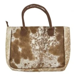 Sac Bandoulière Cuir De Vache Brun Blanc