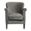 Fauteuil Claude Velours Gris Foncé Blanc D'Ivoire