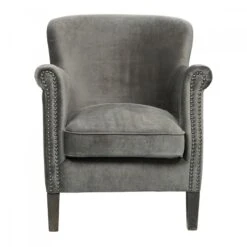 Fauteuil Claude Velours Gris Foncé Blanc D'Ivoire