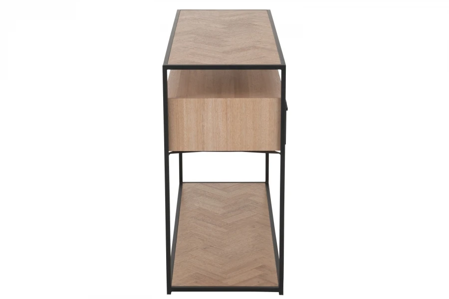 Console 2 Tiroirs Bois Métal Zig Zag Naturel Noir – Image 3