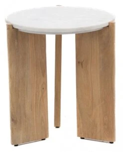 Bout De Canapé Bois Marbre Blanc Denali