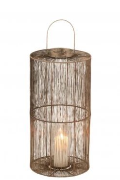 Lanterne Haute Métal Antic Marron