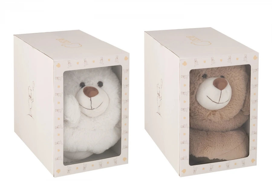 S/2 Tapis De Jeu Ours Peluche Blanc Beige – Image 2