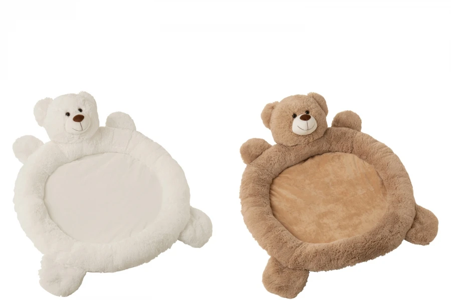 S/2 Tapis De Jeu Ours Peluche Blanc Beige