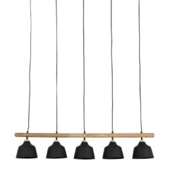 Suspension Bois Métal Indus 5 Feux Ferese