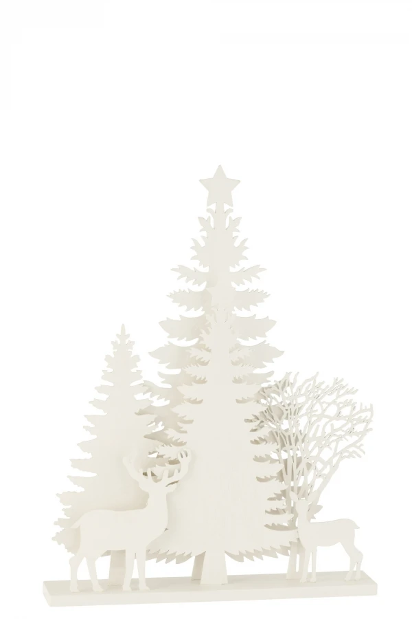 Déco Noël Led Arbres Cerfs Bois Blanc 45cm – Image 2