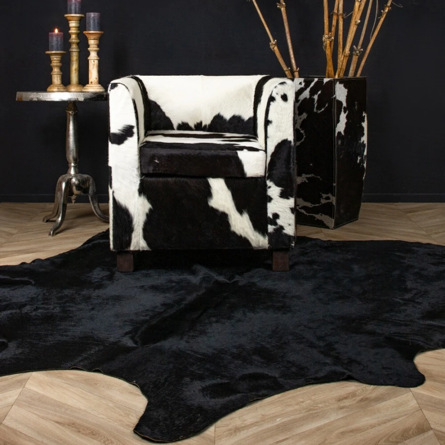 Tapis Vache Couleur Noir 250cm – Image 2