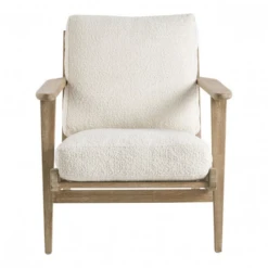 Fauteuil Jules Bouclettes CrĂšme Blanc D'Ivoire