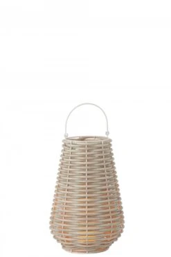 Lanterne Tressée Blanchie Eclairage Leds