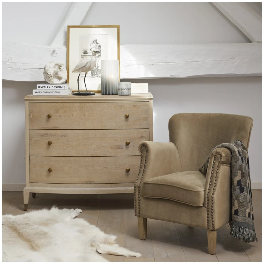 Commode 3 Tiroirs Ines Chêne Blanchi Blanc D'Ivoire – Image 2