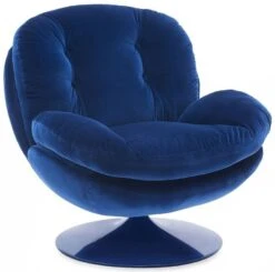 Fauteuil Memento Velours Uni Bleu NOUVEAU