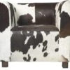 Fauteuil Club Vache Brun Foncé-Blanc
