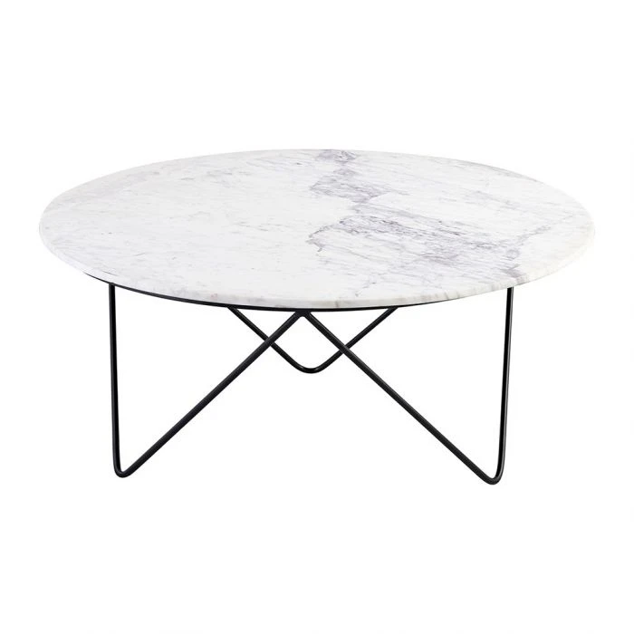 Table Basse Pasea Métal Noir Marbre Blanc – Image 4