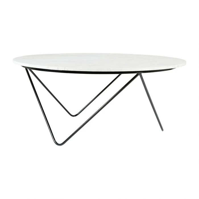 Table Basse Pasea Métal Noir Marbre Blanc – Image 3