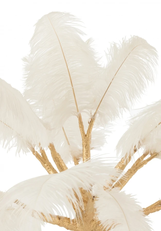Arbre Métal Or Plumes Blanches 120cm – Image 3