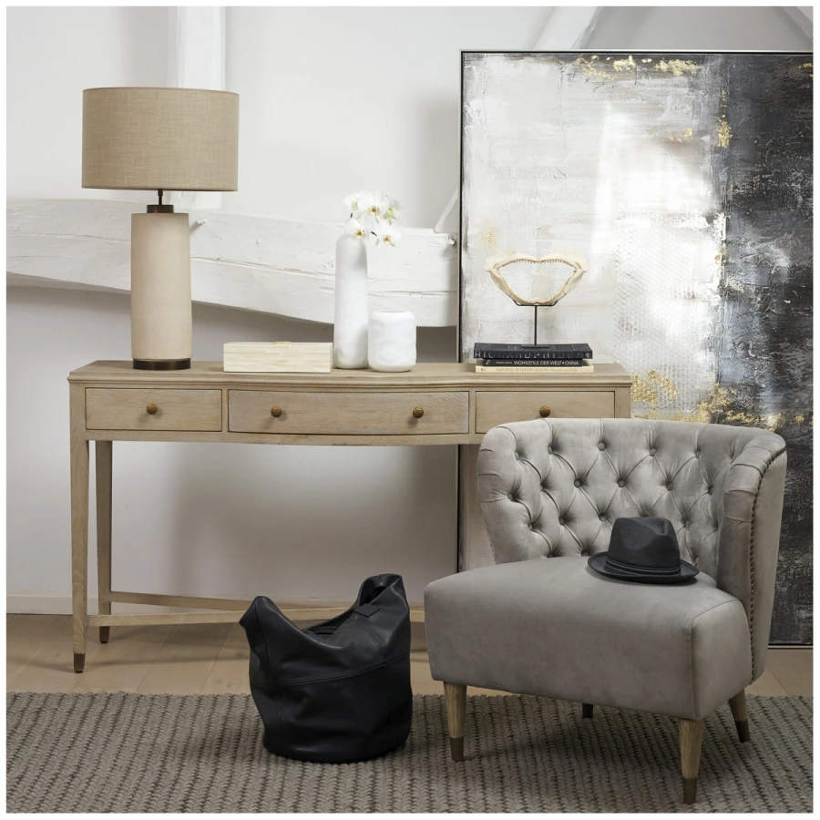 Console Ines Chêne Blanchi 3 Tiroirs Blanc D'Ivoire – Image 6