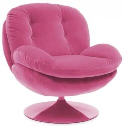 Fauteuil Memento Velours Uni Rose NOUVEAU