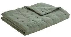 Couvre Lit Chloé Lin Lavé Céladon 230x180 ----- Blanc D'Ivoire