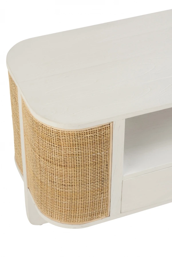 Meuble TV Molly Bois Blanc Rotin Naturel – Image 6