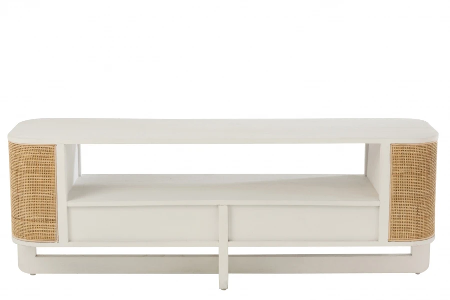 Meuble TV Molly Bois Blanc Rotin Naturel – Image 4