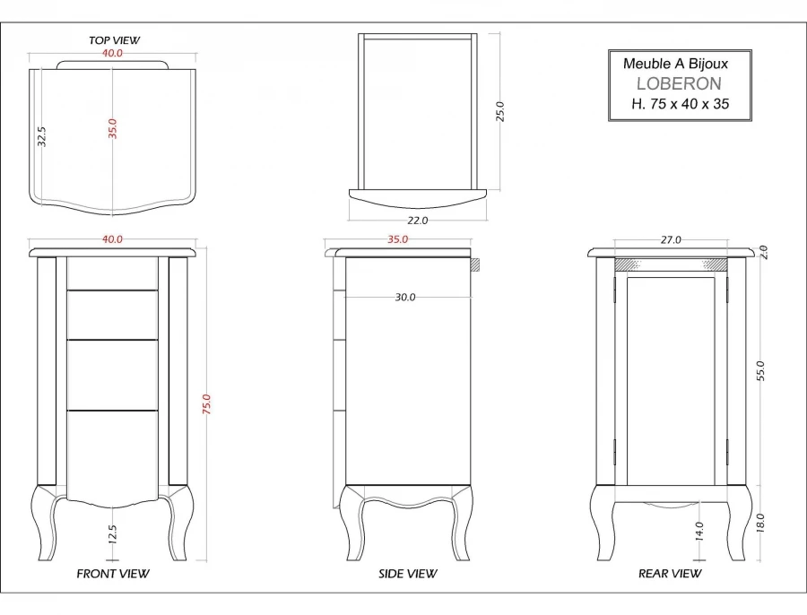 Meuble à Bijoux Loberon Blanc Chêne – Image 7