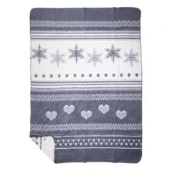 Plaid Coeurs De Neige Gris 130x180