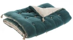 Futon Matteo Velours / Lin Pétrole 180x80 Blanc D'Ivoire