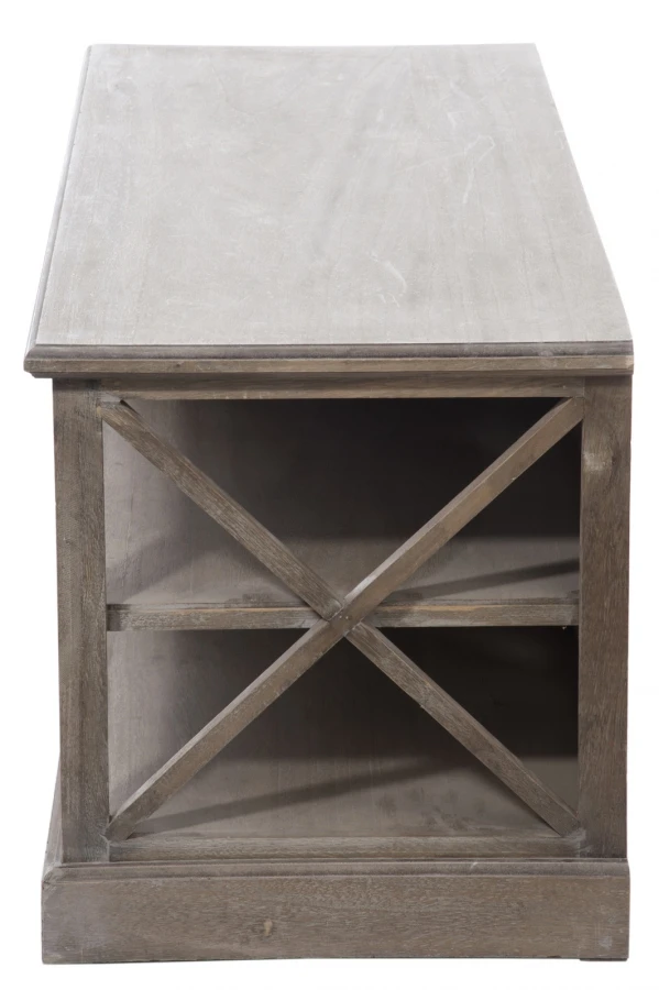 Meuble TV Bois Naturel Grisé Paniers Osier Jolipa – Image 6