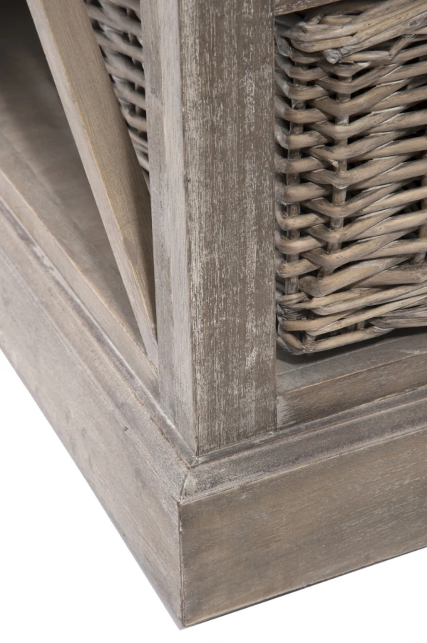 Meuble TV Bois Naturel Grisé Paniers Osier Jolipa – Image 5