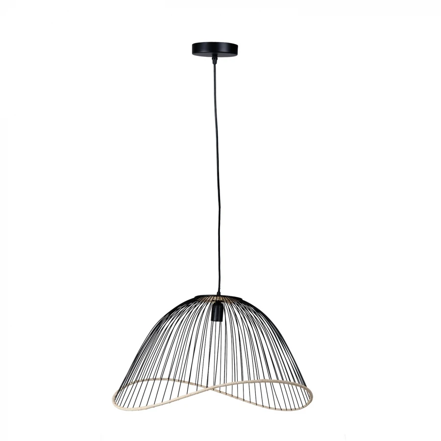 Suspension Filen Noir Et Rotin Naturel – Image 2