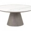 Table Basse Mafra Chêne Massif Marbre Blanc H35cm