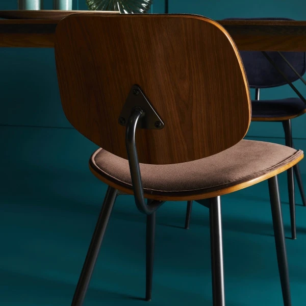 Chaise Olympia Bois Velours Marron – Image 6