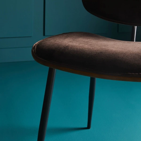 Chaise Olympia Bois Velours Marron – Image 4